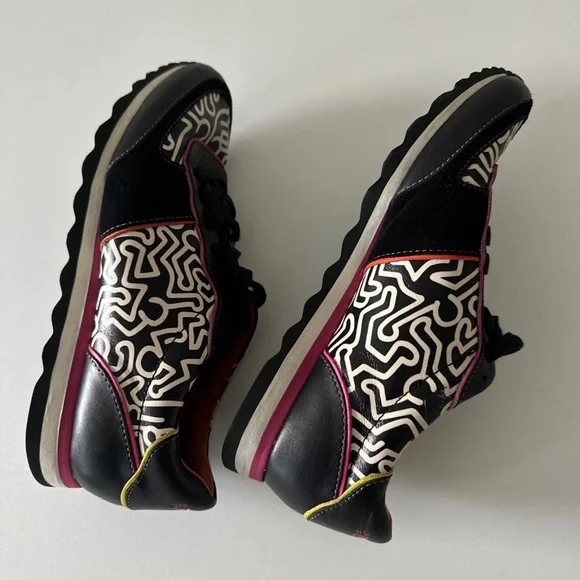COACH x Keith Haring Leather Black Pink White Sneakers Limited Edition - Picture 2 of 16